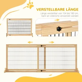 PawHut Hunde Absperrgitter Holz verstellbar 104-183 x 36 x 69 cm Braun