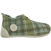 Vanuba Handgemacht Lammfell Hausschuhe Damen Winter Oxford Tartan Warme Hausschuhe Geschlossen - Pantoffeln Damen - Hüttenschuhe 39 Grün - 39 EU