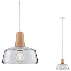Neordic Pendelleuchte Yva E27 max. 20W Holz Klar dimmbar Holz Glas