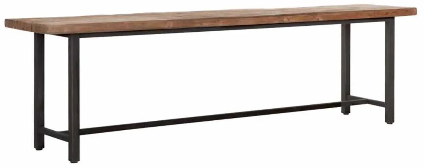 Sitzbank Beam aus recyceltem Teak und Metall, Industrial Stil, naturfarben, 165 cm breit