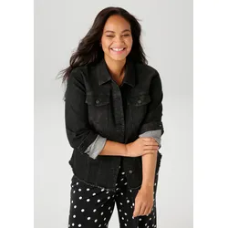 Jeansjacke, mit ausgefranstem Saum, Gr. 52, black, , 81264732-52