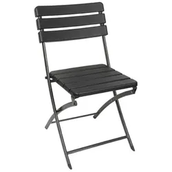 Perel Klappstuhl, klappbar, wetterfest, Holz-Optik, maximal 300 kg, Schwarz