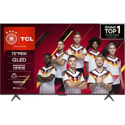 TCL QLED-Fernseher "75P81KXB", Energieeffizienz: F (A-G), schwarz, 75 ′′, Fernseher, 144Hz, Multi-HDR, Dolby Vision, Game Master, Smart TV, Apple TV, ONKYO
