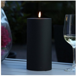 Deluxe Homeart LED Stumpenkerze MIA - Kunststoff - realistische 3D Flamme - H: 20cm - f. Au√üen - schwarz