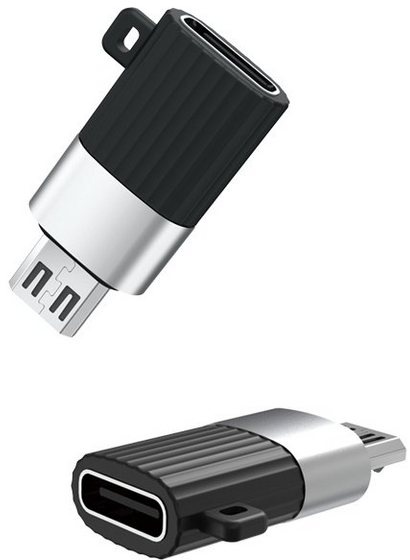 XO XO USB Adapter Micro USB Stecker auf USB-C Buchse Typ C Adapter Smartphone-Adapter schwarz