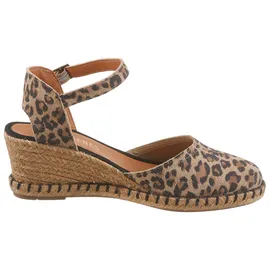 Verbenas Slingpumps VERBENAS "MALENA LEO", Damen, Gr. 38, leodruck, Veloursleder, Schuhe Slingpumps, Keilsandalette, Sommerschuh, Urlaubsschuh im Leo-Look