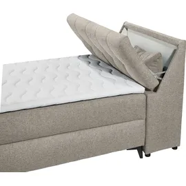 ed exciting design Boxbett / Polsterbett 120 x 200 cm mit Bettkasten und Stauraum im Kopfteil