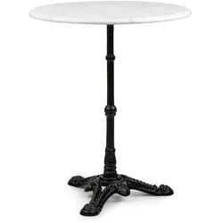 Blumfeldt Patras Bistro-Tisch Marmortischplatte Ø60cm Gusseiserner Standfuß Schwarz / Weißer Marmor