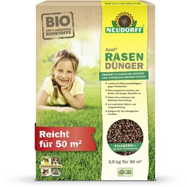 NEUDORFF Azet RasenDünger – Organischer Bio-Rasendünger für 50 m2 sorgt für eine dichte, grüne und strapazierfähige Rasenfläche, 2,5 kg