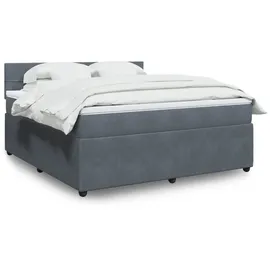 vidaXL Boxspringbett mit Matratze Dunkelgrau 180x200 cm Samt