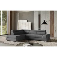 Ecksofa SIT & MORE "Broadway L-Form" Sofas Gr. B/H/T: 270cm x 79cm x 213cm, Struktur weich, Ottomane links, ohne Bettfunktion, grau mit verstellbaren Kopfteilen, wahlweise Bettfunktion