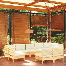 vidaXL Garten-Lounge-Set 9-tlg. creme Kiefer