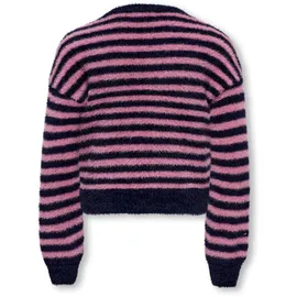 KIDS ONLY Rundhalspullover "KOGNEWPIUMO L/S PULLOVER CP KNT NOOS", Kinder, Gr. 110/116, blau (night sky stripes:mauve orchid), Strick, Obermaterial: 70% Nylon, 30% Polyacryl, gestreift, regular fit normal, Rundhals, Bündchen, Pullover Rundhalspullover, Kunstfaser