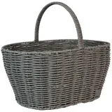 UNUS GARDEN Einkaufskorb Rattan-Optik Henkelkorb, Bügelkorb Tragekorb Flechtkorb Marktkorb Kaminholzkorb Geschenkekorb braun 32.5 cm x 36.5 cm