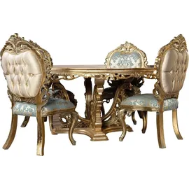 Casa Padrino Luxus Barock Esstisch Gold - Runder Barockstil Esszimmer Tisch - Runder Barockstil Küchen Tisch - Luxus Esszimmer Möbel im Barocksti...