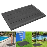 YRHome WPC Bodenelement für Solardusche Gartendusche Poolleiter Leitern 105 x 63 x 5,5 cm Bodenplatte für Outdoor Dusche Solarduschen Anti Rutsch UV-Beständig Holzoptik Anthrazit mit Montagematerial