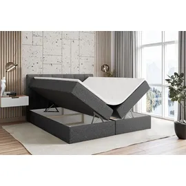 altdecor Boxspringbett mit H3 Matratze und Topper - 180 x 200 cm - MARCE - Dunkelgrau Gewebe - Polsterbett mit Bettkasten und Lattenrost, Bett mit ... - Dunkelgrau