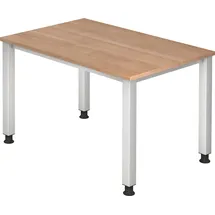 Hammerbacher Schreibtisch nussbaum rechteckig, 4-Fuß-Gestell silber 120,0 x 80,0 cm