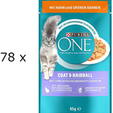 (EUR 10,44 / kg) Purina ONE Coat and Hairball mit Huhn, grünen Bohnen: 78 x 85 g