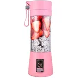Elektrischer Fruchtmixer, Smoothie-maker, Usb-saftmixer, Wiederaufladbar, 400 Ml, Pink.