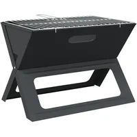 VidaXL Holzkohle BBQ Grill - Faltbar, Schwarz, 46x30x31 cm,