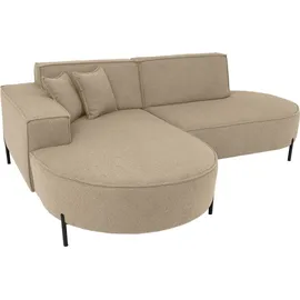 WFL GROUP Ecksofa Hana Loft 3-Sitzer Ecke Links Boucle Dunkelbeige 241/80/168 cm