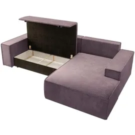 Selsey Sofa Ecksofa Eckcouch Schlafsofa Couch Mit Schlaffunktion und Bettkasten, Ottomane Rechts Cordbezug in Rosa