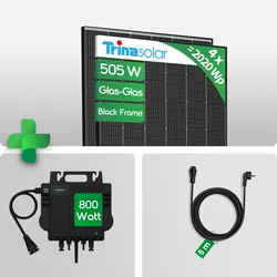 2020W Balkonkraftwerk ohne Speicher Komplettset Photovoltaik Solaranlage mit Growatt NEO 800W WIFI Wechselrichter Smart Mini PV Anlage Trina Vertex S+ Solarmodulen |  Preis inkl. MwSt. gem. § 12 Abs. 3 UStG