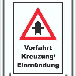 Vorfahrt nächste Kreuzung/Einmündung Schild A6 Rückseite selbstklebend