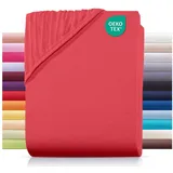 Carpe Sonno Spannbettlaken Jersey 90x200 100x200 120x200 140x200 160x200 180x200 200x200 70x140, Jersey, Gummizug: rundum, (1 Stück), Baumwoll Babybett Spannbettlaken 70x140 Baby Laken Rot rot 70 cm x 140 cm