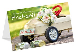 LUMA Glückwunschkarte Hochzeit Auto mit Dosen DIN B6
