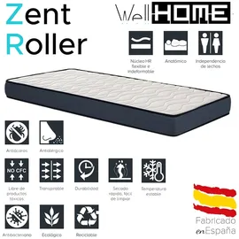 Wellhome WELL HOME MOBILIARIO & DECORACIÓN Matratze Zent Roller, Maße 135 x 190 cm (Höhe 17 cm), atmungsaktiv, anpassbar, wärmeisolierend