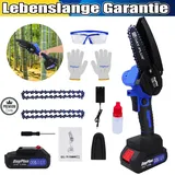 4 Zoll Bürstenlos Kettensäge Mini Kettensäge Mit Akku Elektro Kettensäge 4 Zoll Handkettensäge Schnurloses Mit 2 Batterien & 2 Ketten, Tragbarer Motorsäge Kettensäge