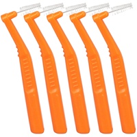 Tragbare L-förmige Interdentalbürsten, feine Textur, medizinischer Nylondraht, 5 Stück L-förmige Interdentalbürsten für die Zahnpflege(Orange)