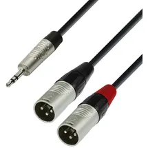 Adam Hall Cables 4 STAR YWMM 0180 - Audiokabel, Rean 2x 3-Pol XLR male auf 3,5mm Miniklinkenstecker stereo, schwarz, 1,8m