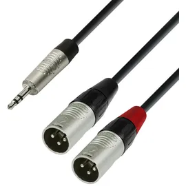 Adam Hall Cables 4 STAR YWMM 0180 - Audiokabel, Rean 2x 3-Pol XLR male auf 3,5mm Miniklinkenstecker stereo, schwarz, 1,8m