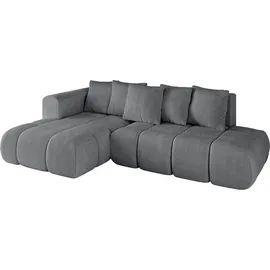altdecor Ecksofa Cord mit Schlaffunktion 2-Sitzer Grau