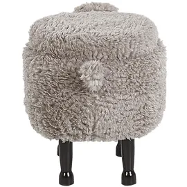 Beliani Bezaubernder Hocker für Kinder in Schaf-form Felloptik mit Stauraum Sheep Stoff Grau Schaf