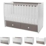 Lorelli Babybett MATRIX NEW 120 x 60 cm, 2 Ebenen, 2 Schubladen braun weiß