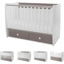 Lorelli Babybett MATRIX NEW 120 x 60 cm, 2 Ebenen, 2 Schubladen braun weiß