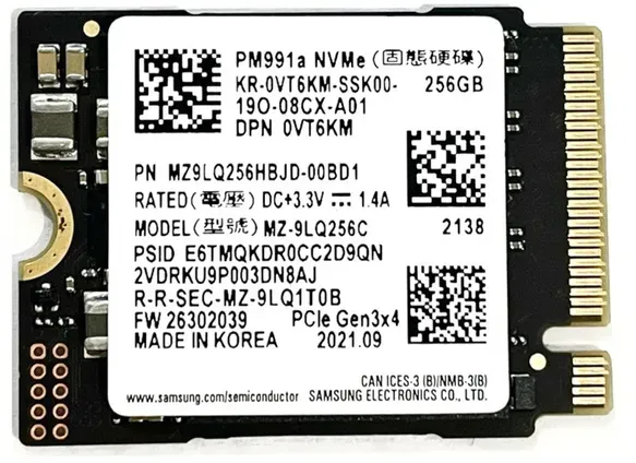 Samsung PM991a SSD 256GB NVMe M.2 2230