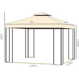 Outsunny Luxus Pavillon 3x3 M Gartenpavillon Mit Doppeldach Partyzelt Mit Seitenteilen Festzelt Gartenzelt Pagode Beige