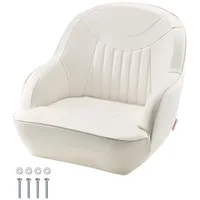 Vevor Bootssitz, niedrige Rückenlehne, Bootssitz Captain Schalensitz mit verdicktem Schwammkissen & PVC-Leder, ergonomisches Design, geeignet für Fischerboote, Yachten, Schiffe, weiß