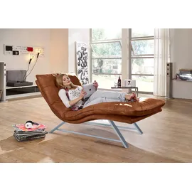 W.Schillig Relaxliege daily dreams Leder 75 x 91 x 170 cm braun mit Kissen