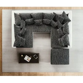 DeLife Wohnlandschaft Clovis Weiss Schwarz mit Hocker, Design Wohnlandschaften, Couch Loft, Modulsofa, modular