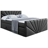 Altdecor Boxspringbett Schwarz Hochglanz, Höhe ca. 20 cm, 140x200