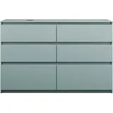 Burgbad Lin20 Waschtischunterschrank inklusive Konsolenplatte, Beckenausschnitt links, 6 Auszüge, 1402x487x900mm, SGIG140LF5395, Farbe: Eisblau Matt / Rückwand Anthrazitgrau