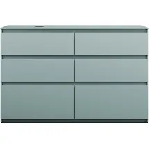 Burgbad Lin20 Waschtischunterschrank inklusive Konsolenplatte, Beckenausschnitt links, 6 Auszüge, 1402x487x900mm, SGIG140LF5395, Farbe: Eisblau Matt / Rückwand Anthrazitgrau