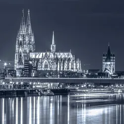 EUROART Glasbild 30 x cm Kölner Dom XII Glas Grau