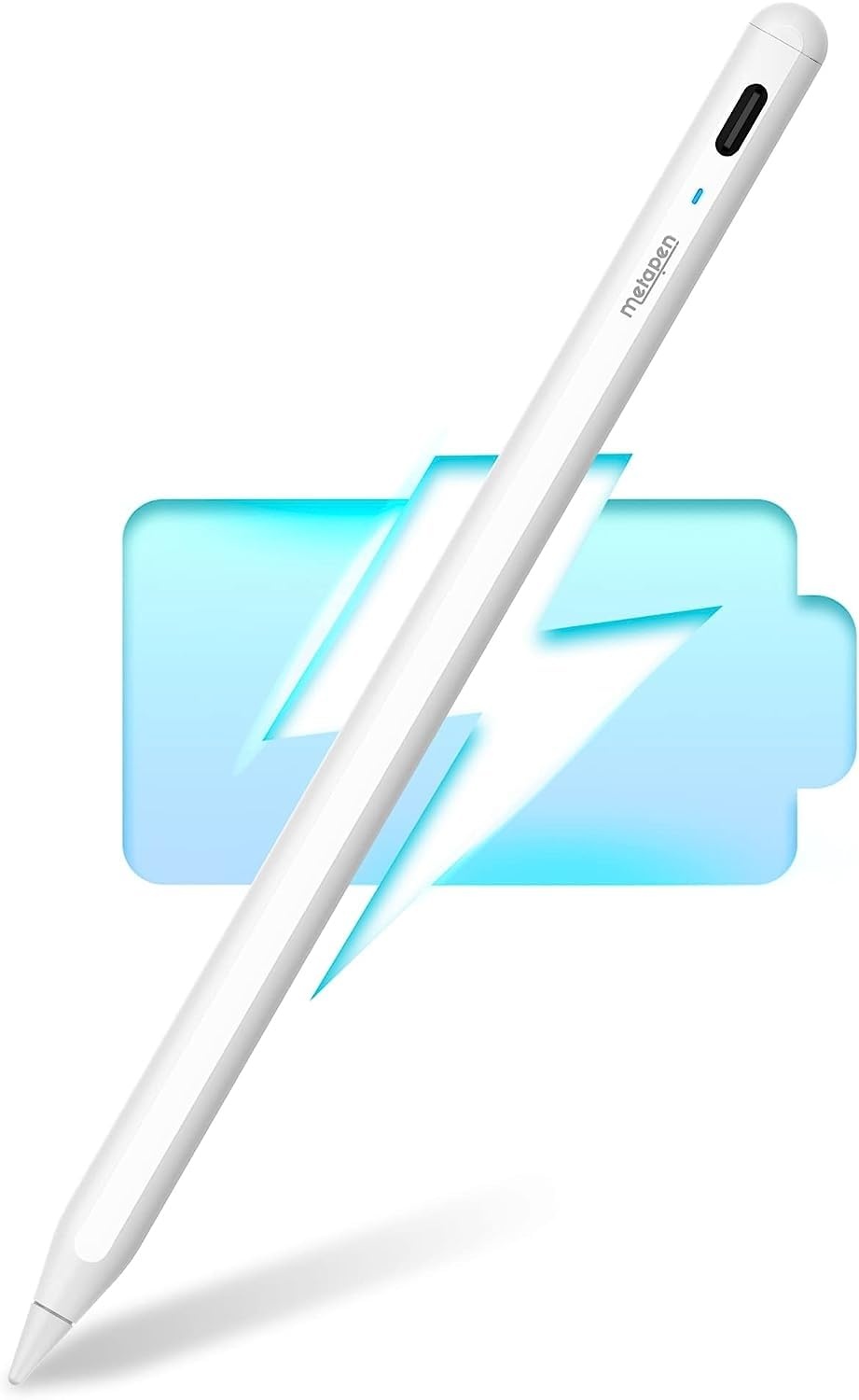 Metapen Stift A8 USB-C Kompatibel mit Apple iPad 2018-2023, Schnelle Aufladung, Neigungserkennung, Palm-Ablehnung, für iPad 10/9/8/7/6/Pro 5/4/3/Air 5/4/3/Mini 6/5, Stylus Pen (Weiß)